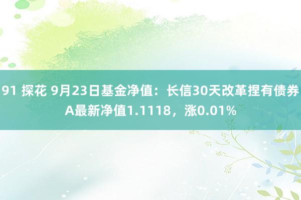 91 探花 9月23日基金净值：长信30天改革捏有债券A最新净值1.1118，涨0.01%