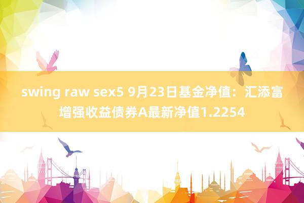 swing raw sex5 9月23日基金净值：汇添富增强收益债券A最新净值1.2254