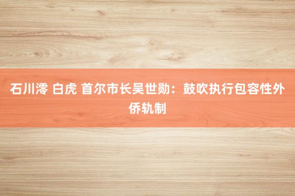 石川澪 白虎 首尔市长吴世勋：鼓吹执行包容性外侨轨制