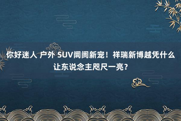 你好迷人 户外 SUV阛阓新宠！祥瑞新博越凭什么让东说念主咫尺一亮？