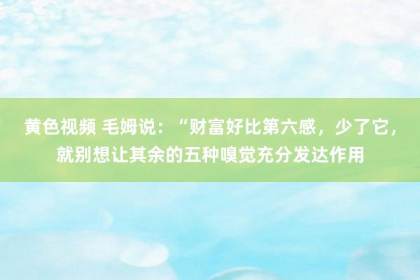 黄色视频 毛姆说：“财富好比第六感，少了它，就别想让其余的五种嗅觉充分发达作用