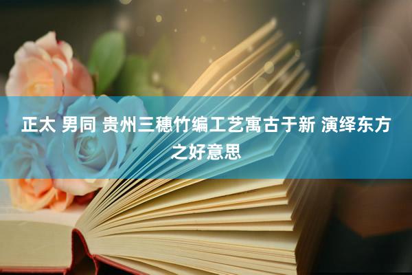 正太 男同 贵州三穗竹编工艺寓古于新 演绎东方之好意思