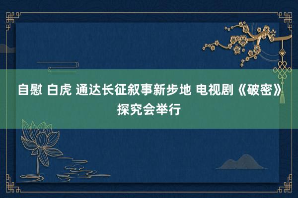 自慰 白虎 通达长征叙事新步地 电视剧《破密》探究会举行