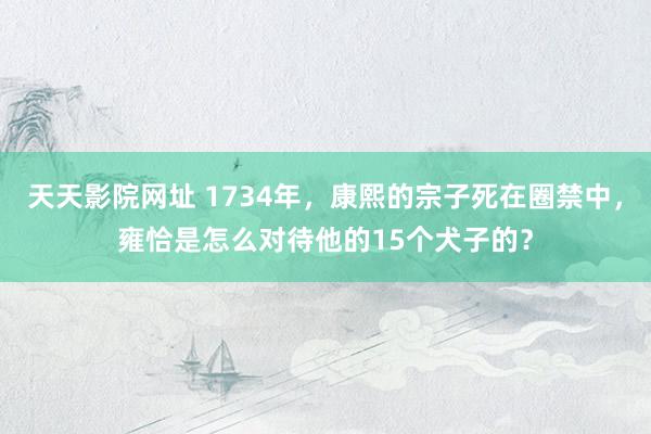 天天影院网址 1734年，康熙的宗子死在圈禁中，雍恰是怎么对待他的15个犬子的？