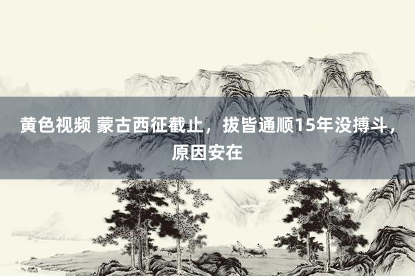 黄色视频 蒙古西征截止，拔皆通顺15年没搏斗，原因安在