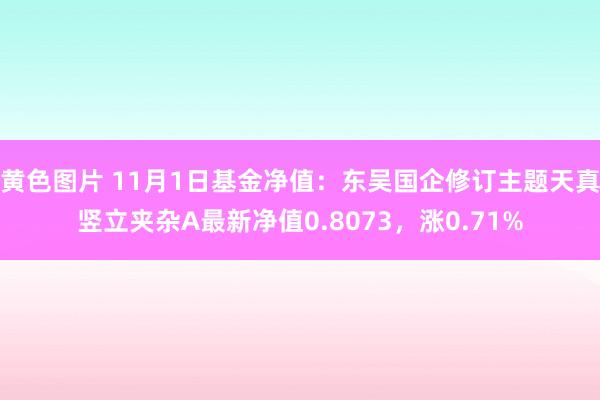 黄色图片 11月1日基金净值：东吴国企修订主题天真竖立夹杂A最新净值0.8073，涨0.71%