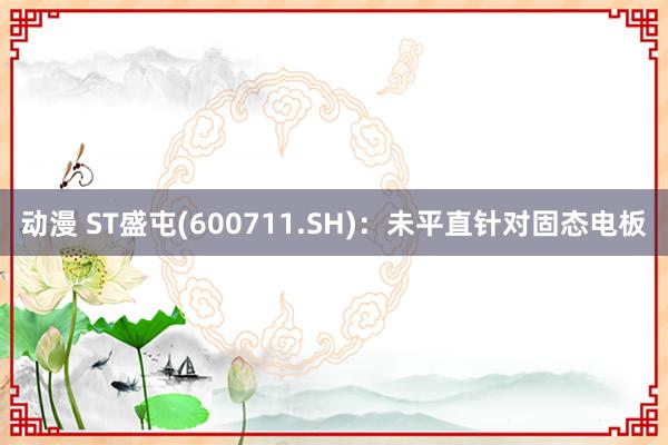 动漫 ST盛屯(600711.SH)：未平直针对固态电板