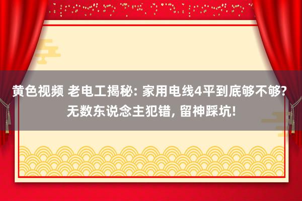 黄色视频 老电工揭秘: 家用电线4平到底够不够? 无数东说念主犯错， 留神踩坑!