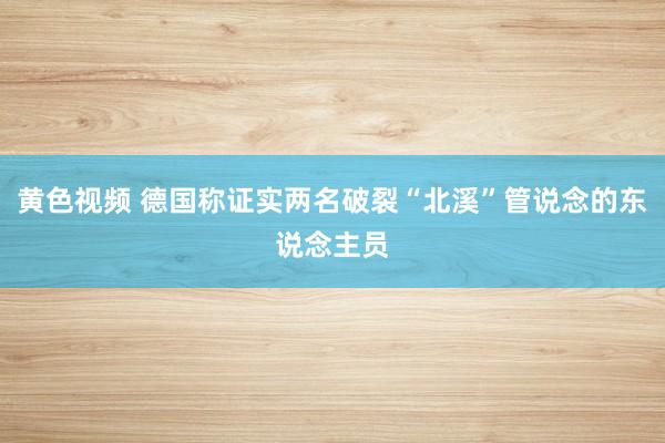 黄色视频 德国称证实两名破裂“北溪”管说念的东说念主员