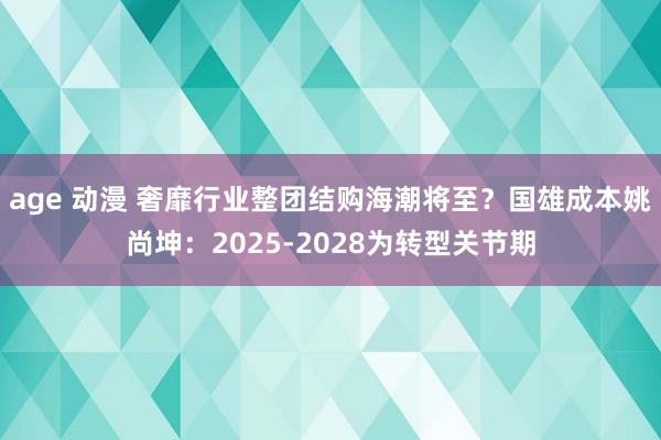 age 动漫 奢靡行业整团结购海潮将至？国雄成本姚尚坤：2025-2028为转型关节期