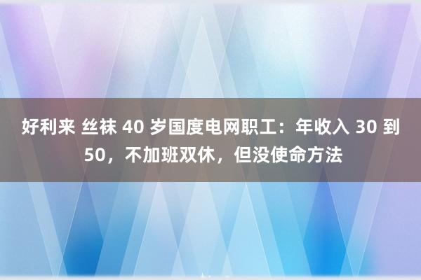 好利来 丝袜 40 岁国度电网职工：年收入 30 到 50，不加班双休，但没使命方法