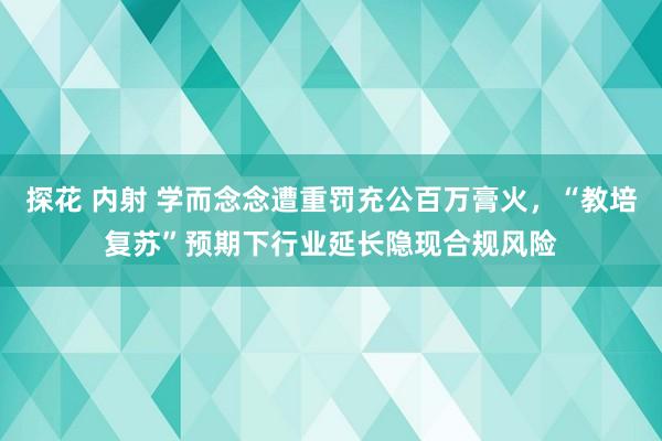 探花 内射 学而念念遭重罚充公百万膏火，“教培复苏”预期下行业延长隐现合规风险