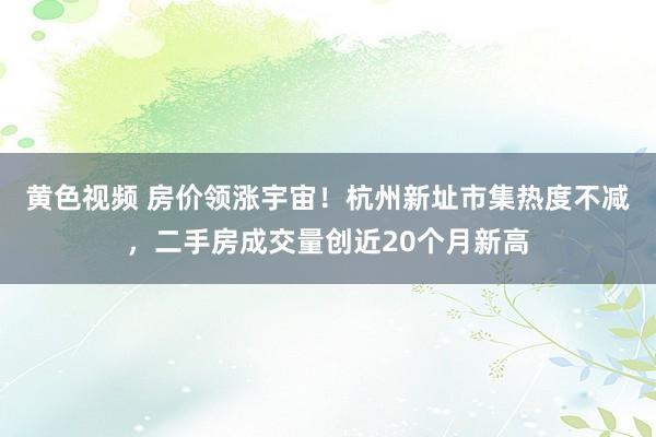 黄色视频 房价领涨宇宙！杭州新址市集热度不减，二手房成交量创近20个月新高