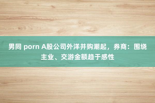 男同 porn A股公司外洋并购潮起，券商：围绕主业、交游金额趋于感性