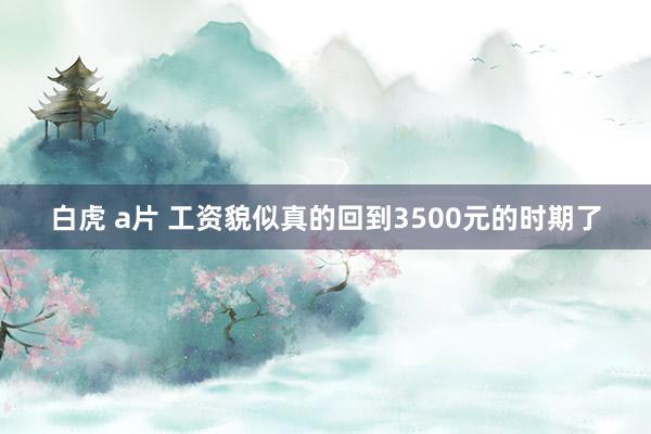 白虎 a片 工资貌似真的回到3500元的时期了