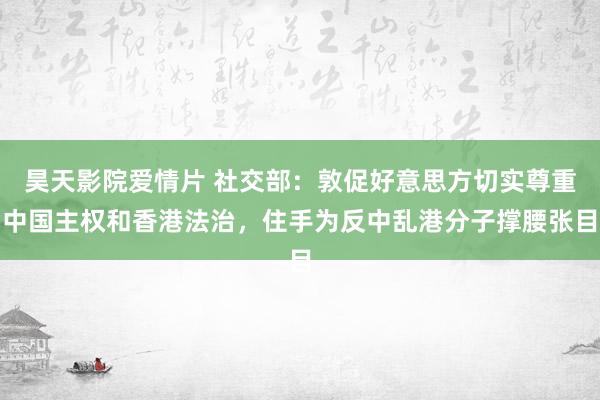 昊天影院爱情片 社交部：敦促好意思方切实尊重中国主权和香港法治，住手为反中乱港分子撑腰张目