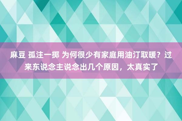 麻豆 孤注一掷 为何很少有家庭用油汀取暖？过来东说念主说念出几个原因，太真实了