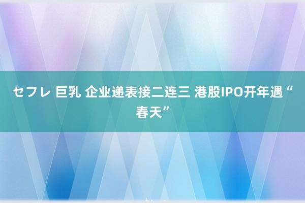 セフレ 巨乳 企业递表接二连三 港股IPO开年遇“春天”