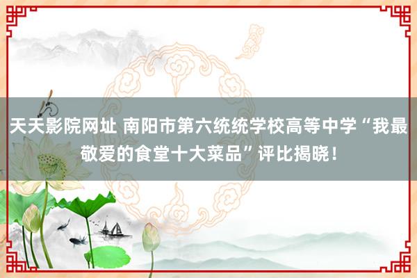 天天影院网址 南阳市第六统统学校高等中学“我最敬爱的食堂十大菜品”评比揭晓！