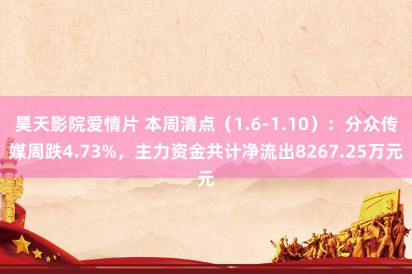 昊天影院爱情片 本周清点（1.6-1.10）：分众传媒周跌4.73%，主力资金共计净流出8267.25万元