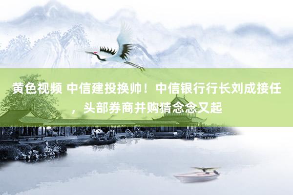 黄色视频 中信建投换帅！中信银行行长刘成接任，头部券商并购猜念念又起