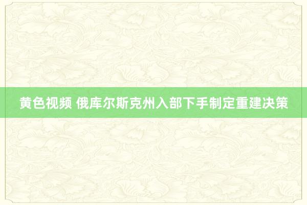 黄色视频 俄库尔斯克州入部下手制定重建决策